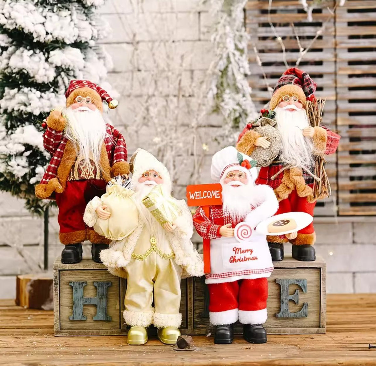 Kit 4 Papai Noel Decoração Natal 20cm