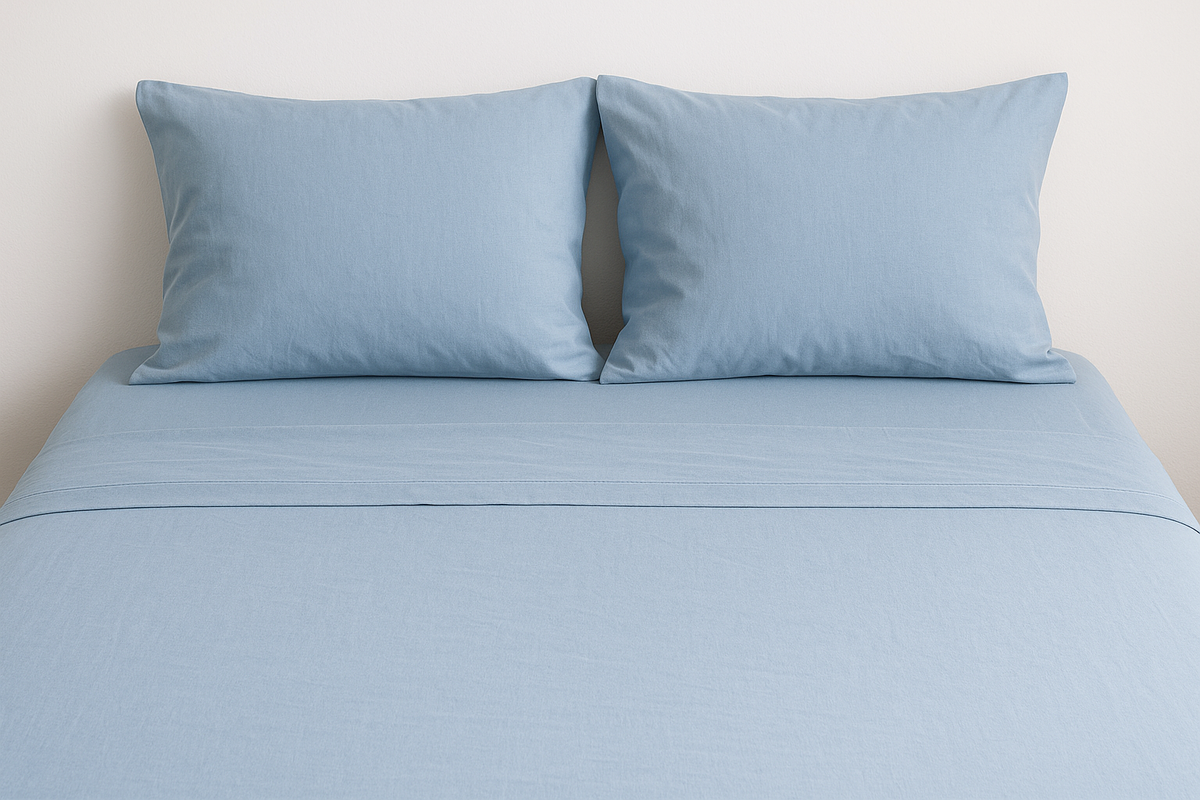 Jogo de Cama Casal Algodão Azul Claro - 3 Peças